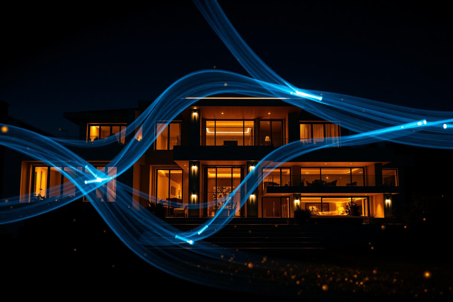 Luxury home with AI light streams